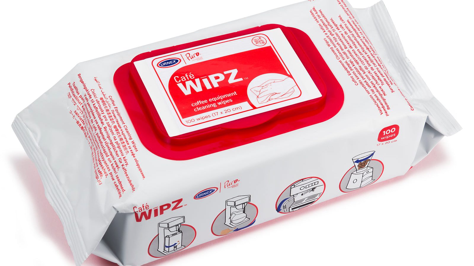 Urnex Café Wipz equipment cleaning wipes (100 wipes)